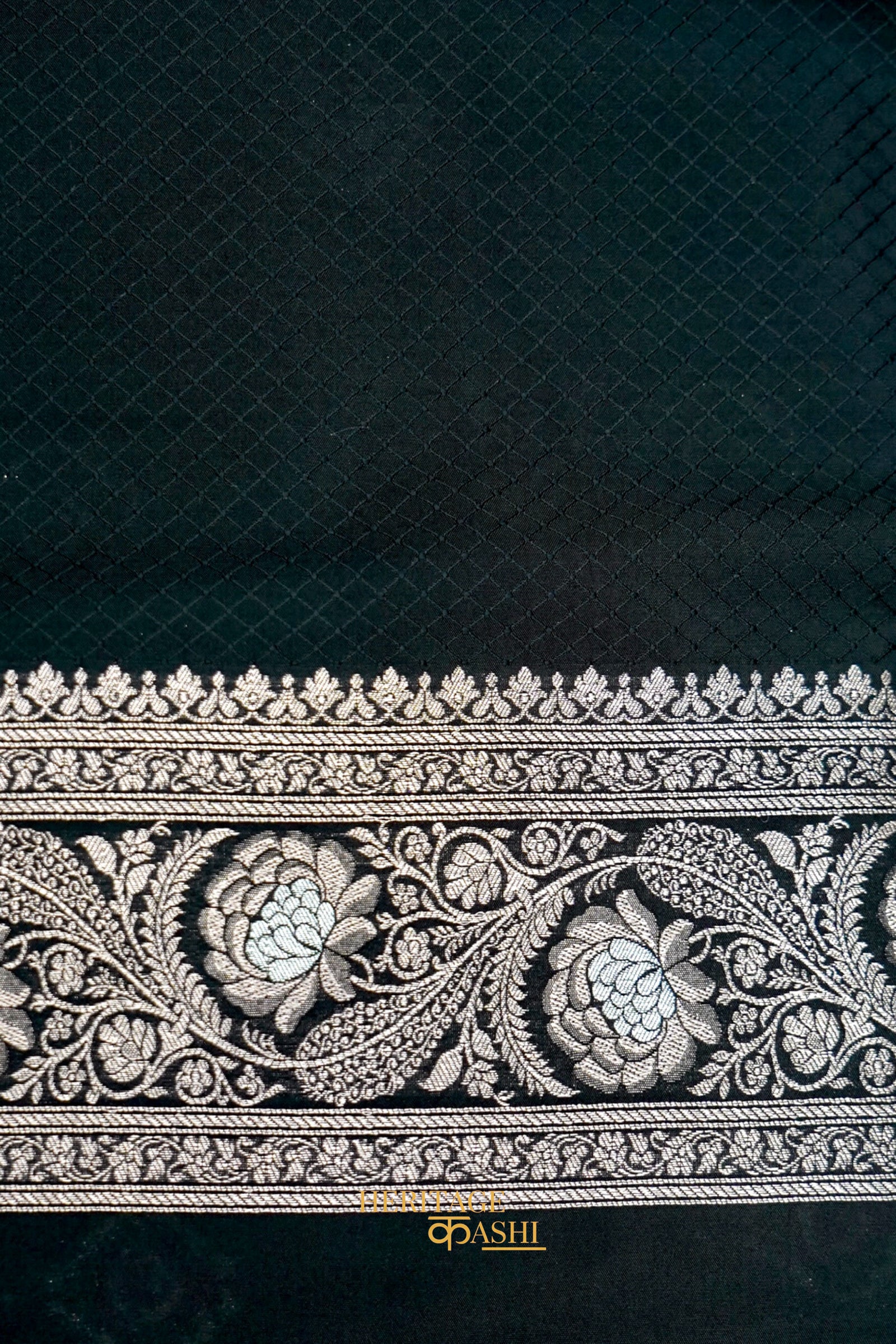 Black Katan Silk Meenakari Motifs Saree
