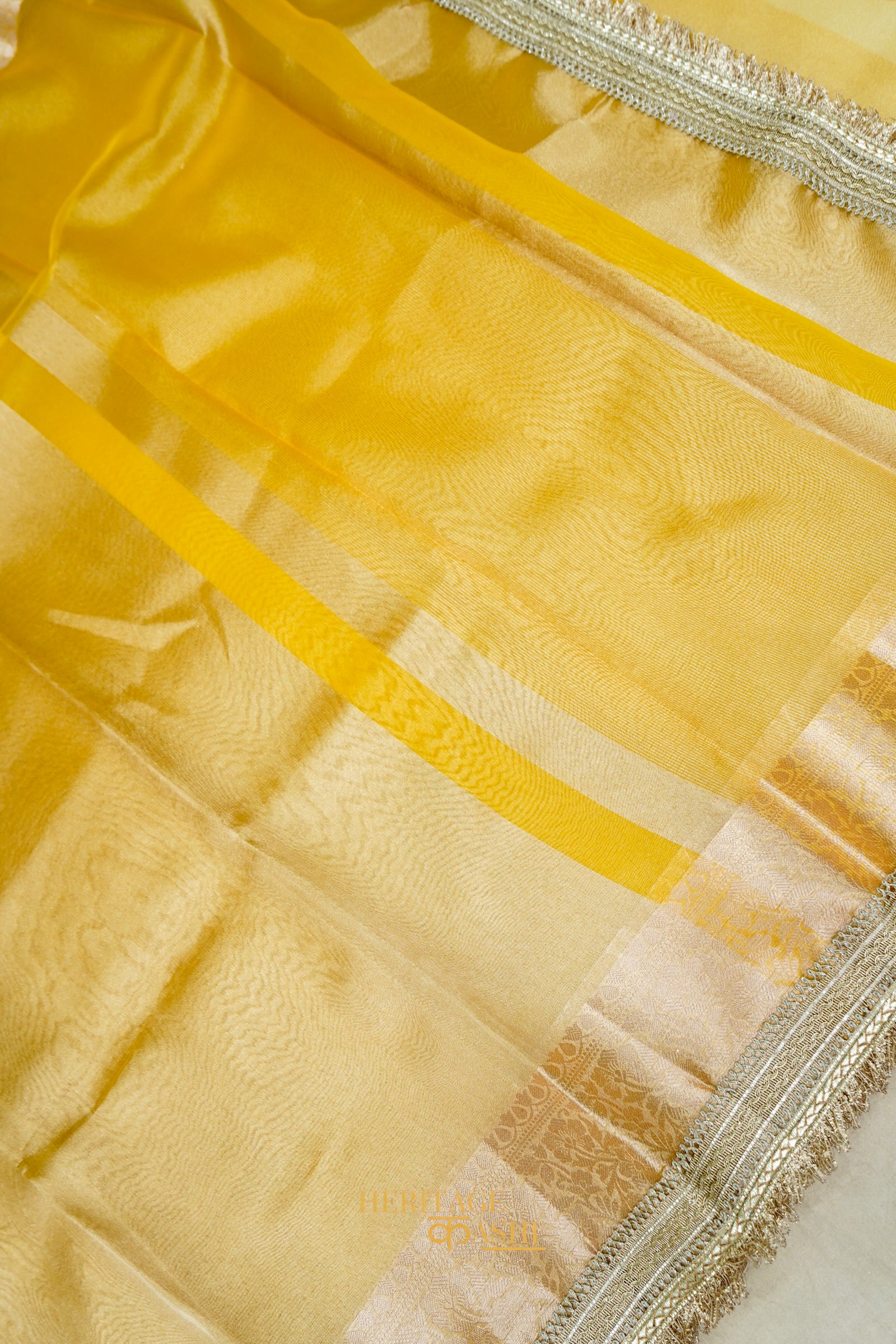 Honey Gold Maharani Tissue Banarasi Silk Saree