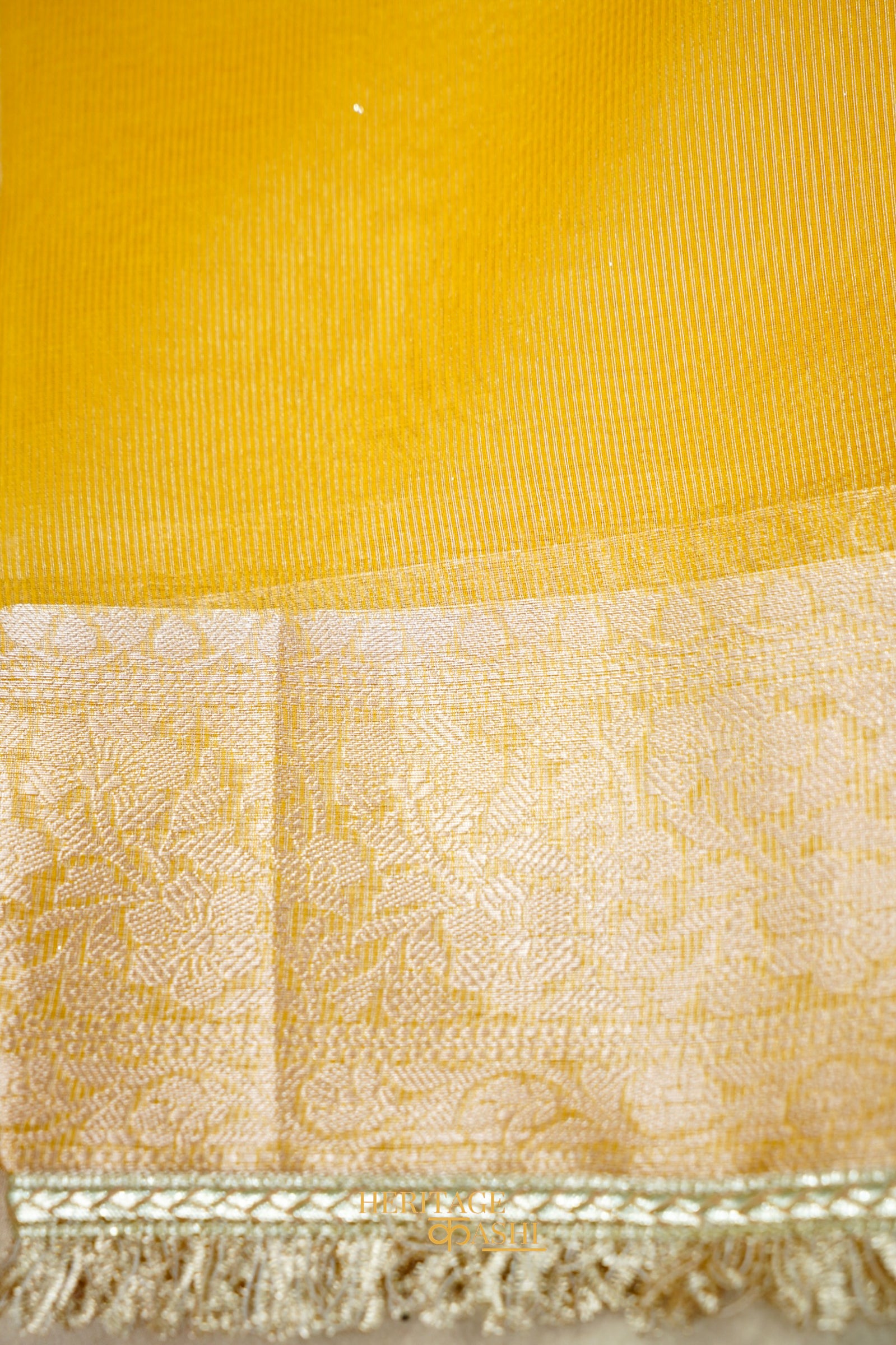 Honey Gold Maharani Tissue Banarasi Silk Saree