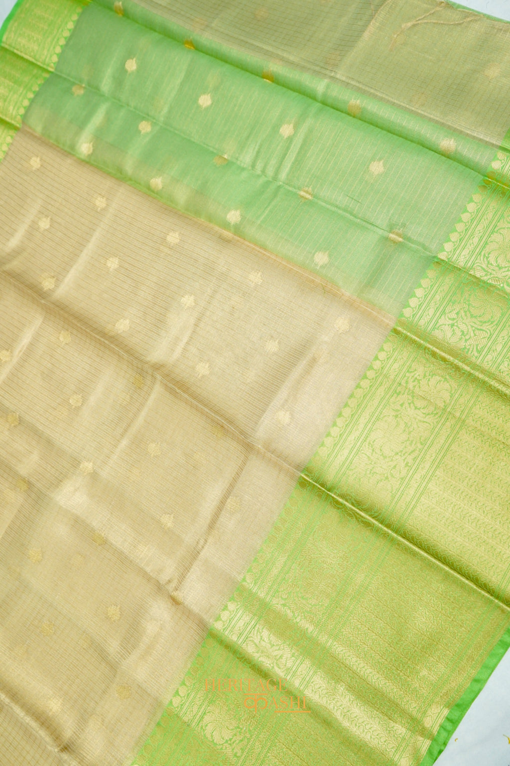 Light Green Tissue Kota Zari Buti Banarasi Silk Saree