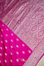 Rani Pink Swarovski Stone Work Mashru Banarasi Silk Saree