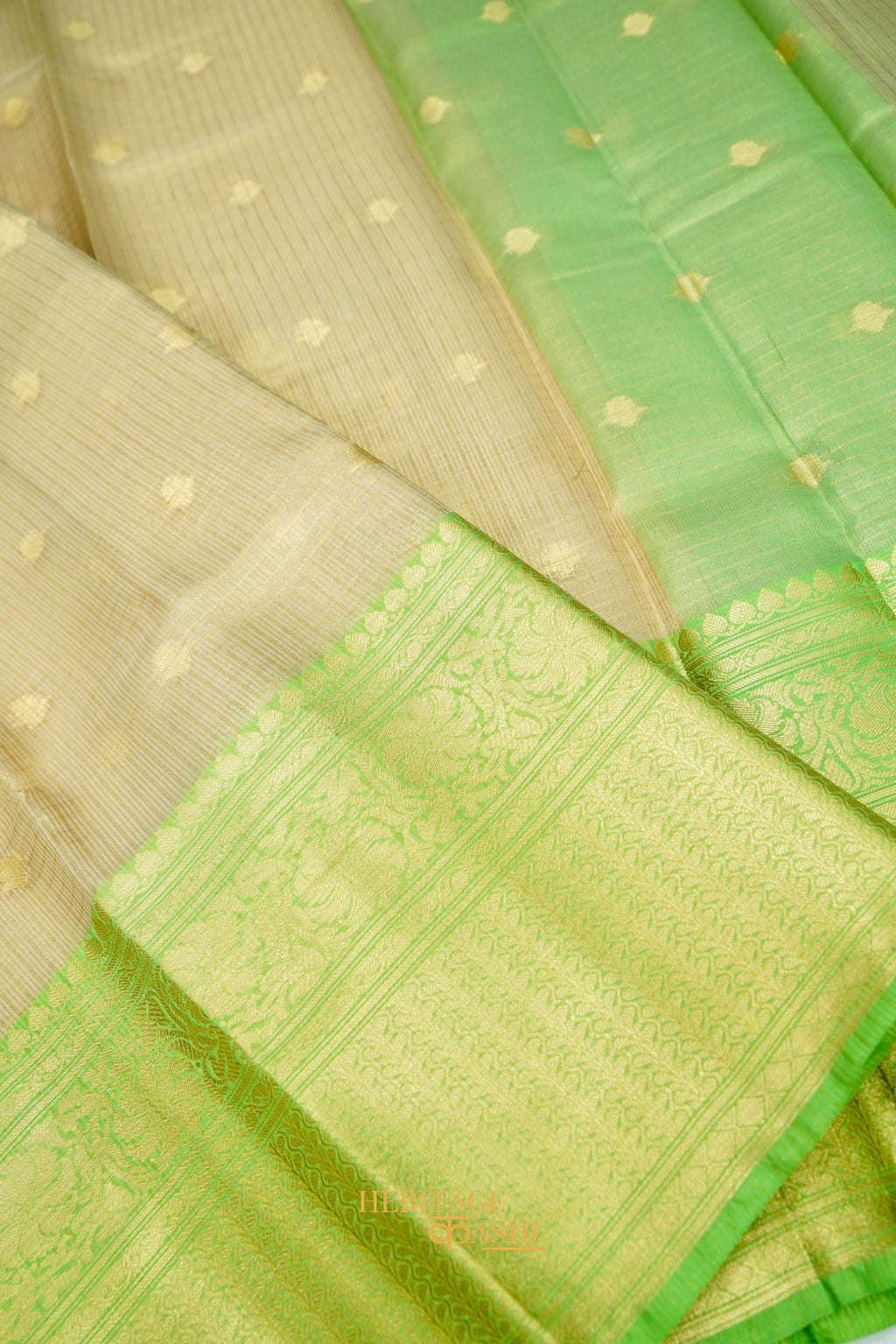 Light Green Tissue Kota Zari Buti Banarasi Silk Saree