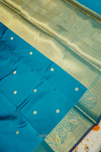 Turquoise Blue Katan Banarasi Silk Saree with Rich Paisley Zari Border