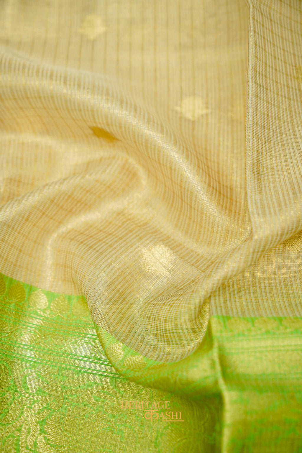 Light Green Tissue Kota Zari Buti Banarasi Silk Saree