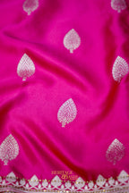 Rani Pink Swarovski Stone Work Mashru Banarasi Silk Saree