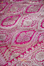Rani Pink Swarovski Stone Work Mashru Banarasi Silk Saree