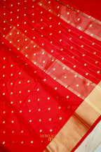Red Banarasi Silk Saree with Golden Zari Border