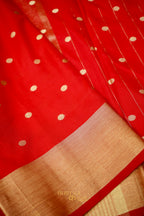Red Banarasi Silk Saree with Golden Zari Border