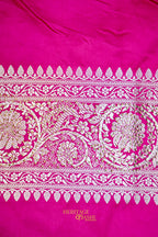 Rani Pink Swarovski Stone Work Mashru Banarasi Silk Saree