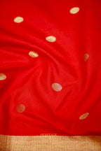 Red Banarasi Silk Saree with Golden Zari Border
