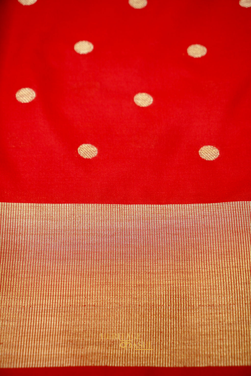Red Banarasi Silk Saree with Golden Zari Border
