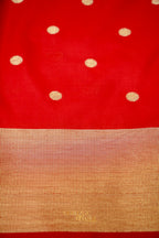 Red Banarasi Silk Saree with Golden Zari Border