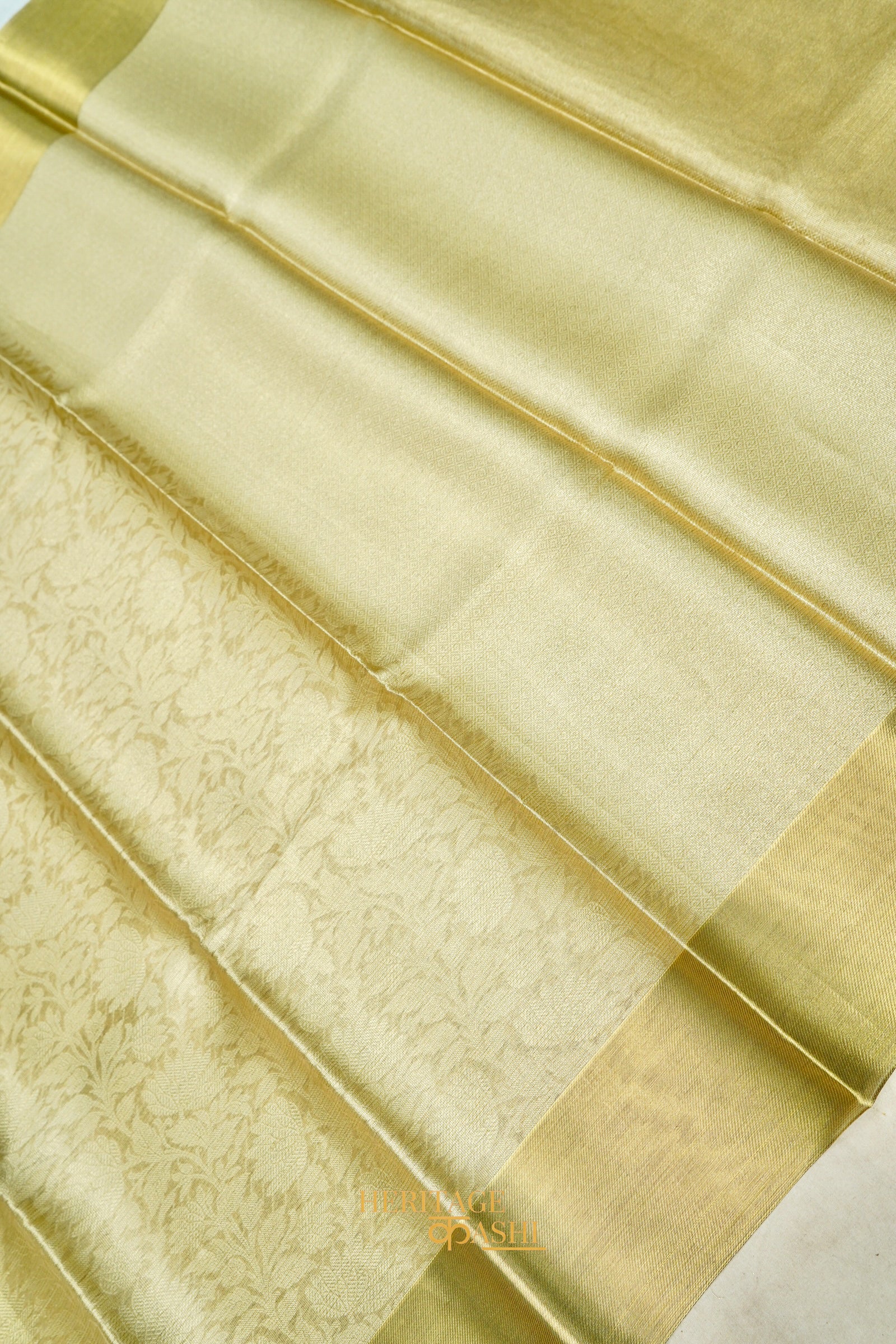 Nita Ambani Inspired Golden Embossed Soft Tissue Silk Saree