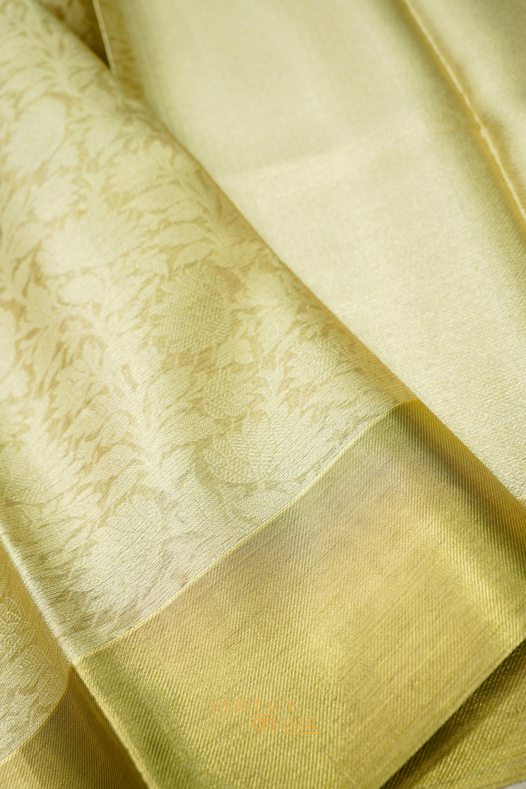 Nita Ambani Inspired Golden Embossed Soft Tissue Silk Saree