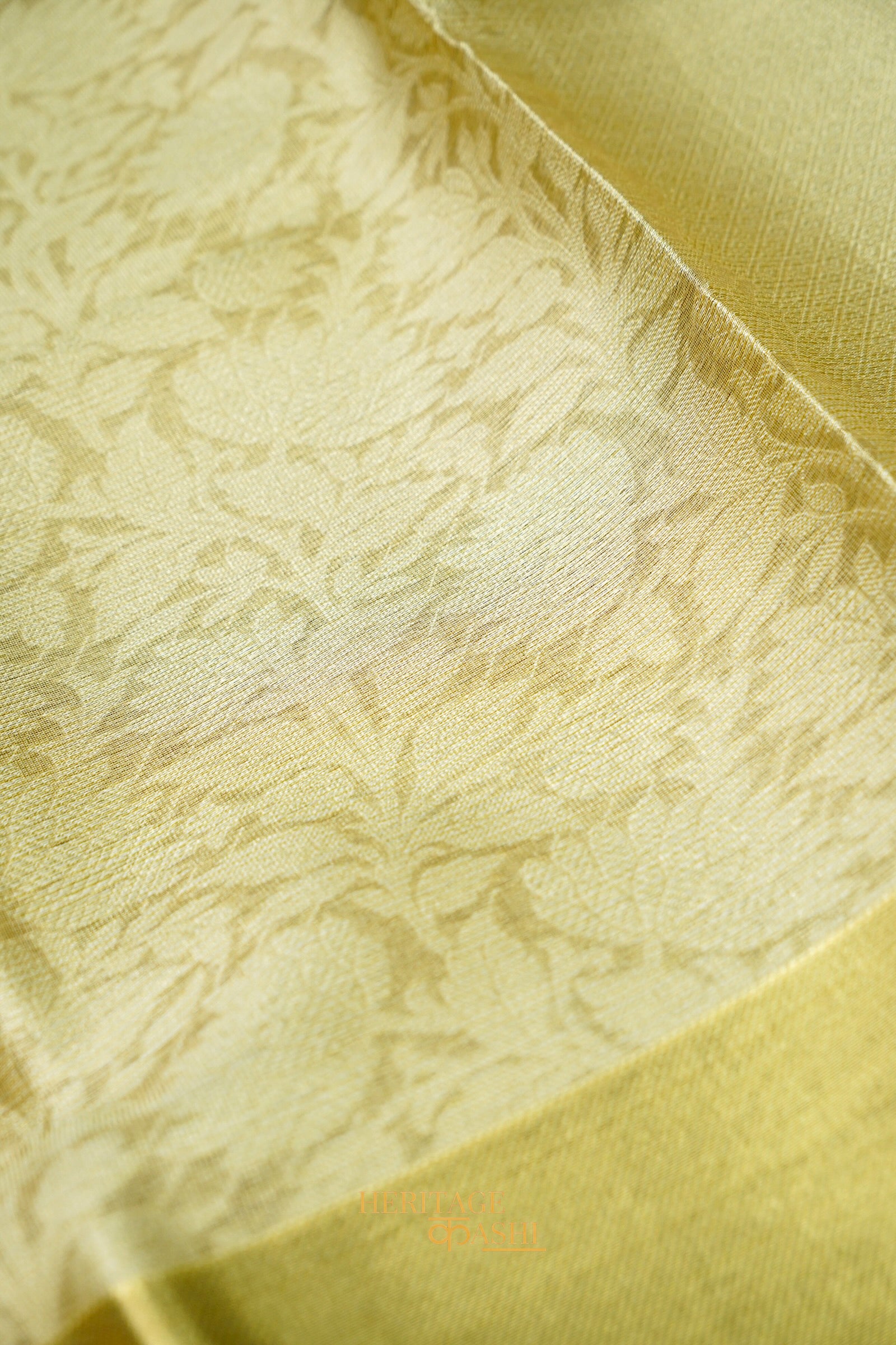 Nita Ambani Inspired Golden Embossed Soft Tissue Silk Saree