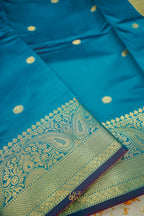 Turquoise Blue Katan Banarasi Silk Saree with Rich Paisley Zari Border