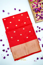 Red Banarasi Silk Saree with Golden Zari Border