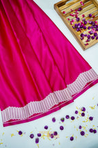 Hot Pink Soft Katan Designer Border Silk Saree