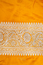 Honey Gold Swarovski Stone Work Mashru Banarasi Silk Saree