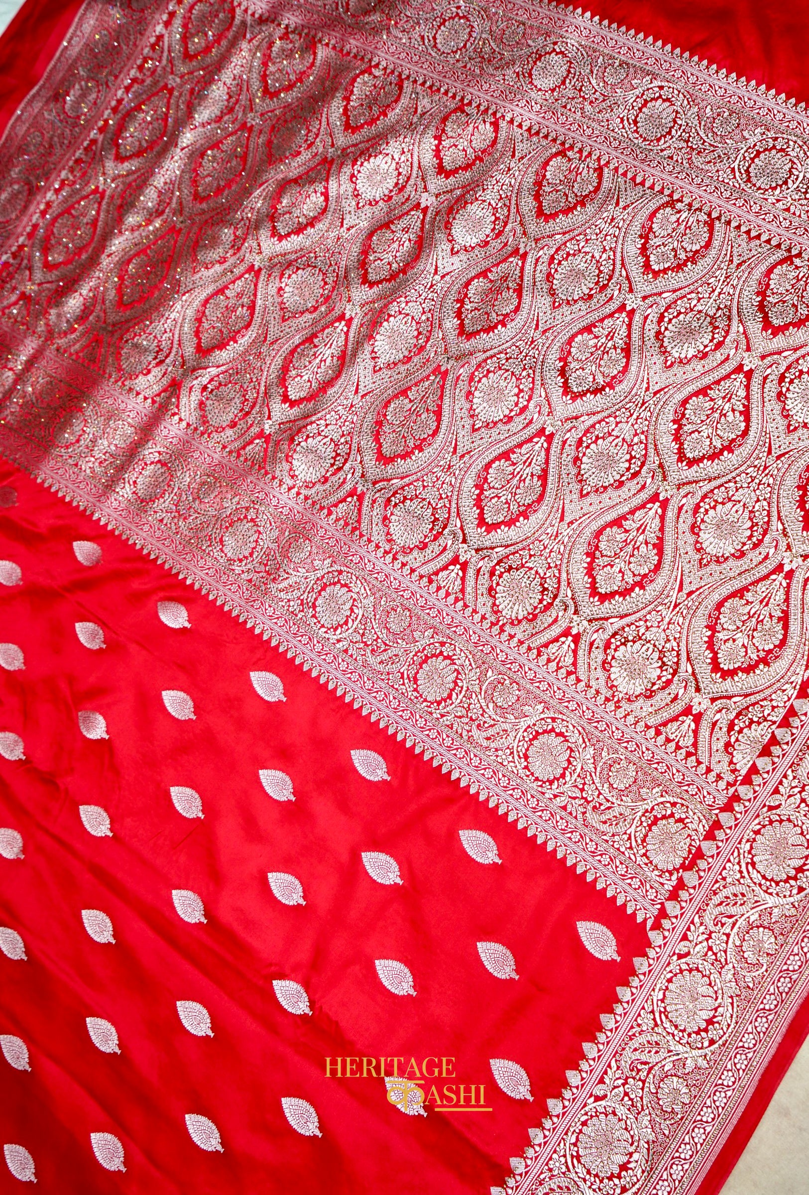 Rani Pink Swarovski Stone Work Mashru Banarasi Silk Saree