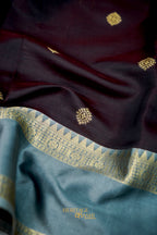 Coffee Brown Soft Silk Banarasi Saree with Contrast Zari Border