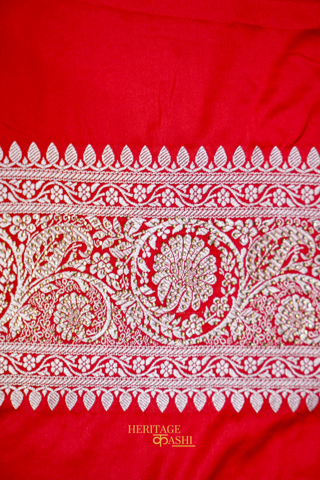 Rani Pink Swarovski Stone Work Mashru Banarasi Silk Saree