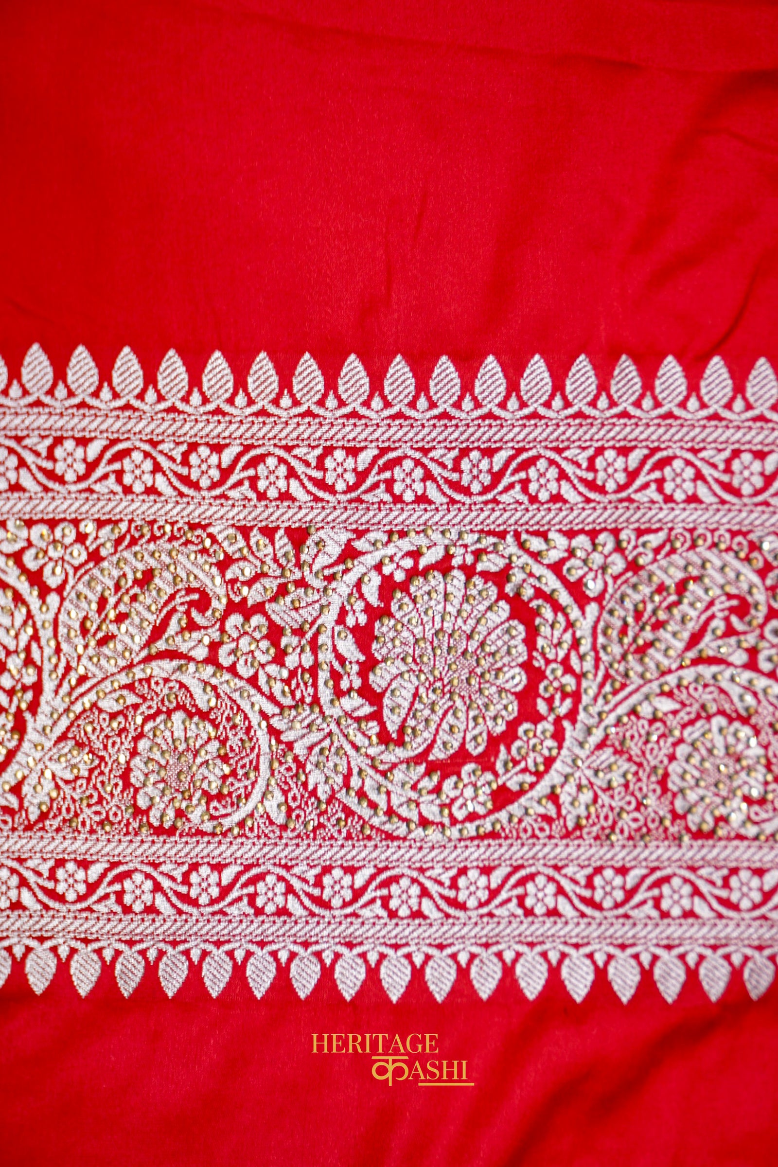 Rani Pink Swarovski Stone Work Mashru Banarasi Silk Saree