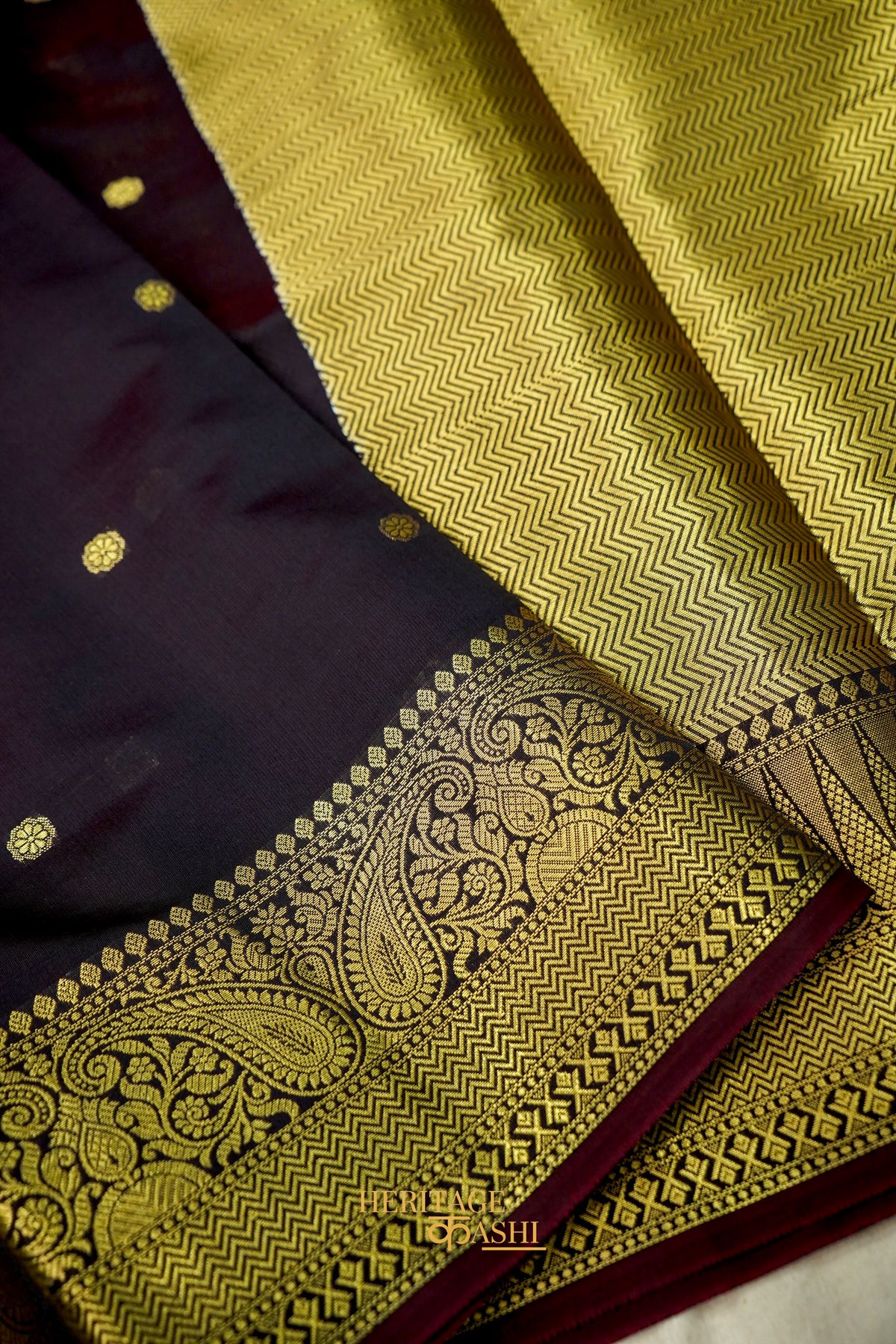 Classic Wine Katan Silk Banarasi Saree with Rich Paisley Zari Border