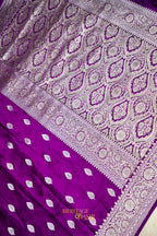 Royal Purple Swarovski Stone Work Mashru Banarasi Silk Saree