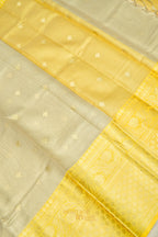 Ivory Tissue Kota Banarasi Silk Saree with Golden Yellow Zari Border