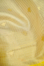 Ivory Tissue Kota Banarasi Silk Saree with Golden Yellow Zari Border
