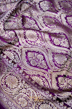 Royal Purple Swarovski Stone Work Mashru Banarasi Silk Saree