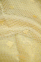 Ivory Tissue Kota Banarasi Silk Saree with Golden Yellow Zari Border
