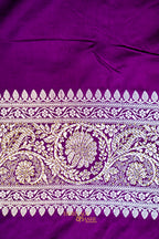 Royal Purple Swarovski Stone Work Mashru Banarasi Silk Saree