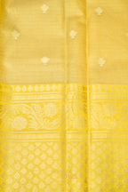 Ivory Tissue Kota Banarasi Silk Saree with Golden Yellow Zari Border