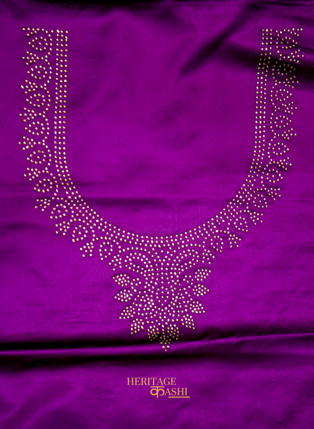 Royal Purple Swarovski Stone Work Mashru Banarasi Silk Saree