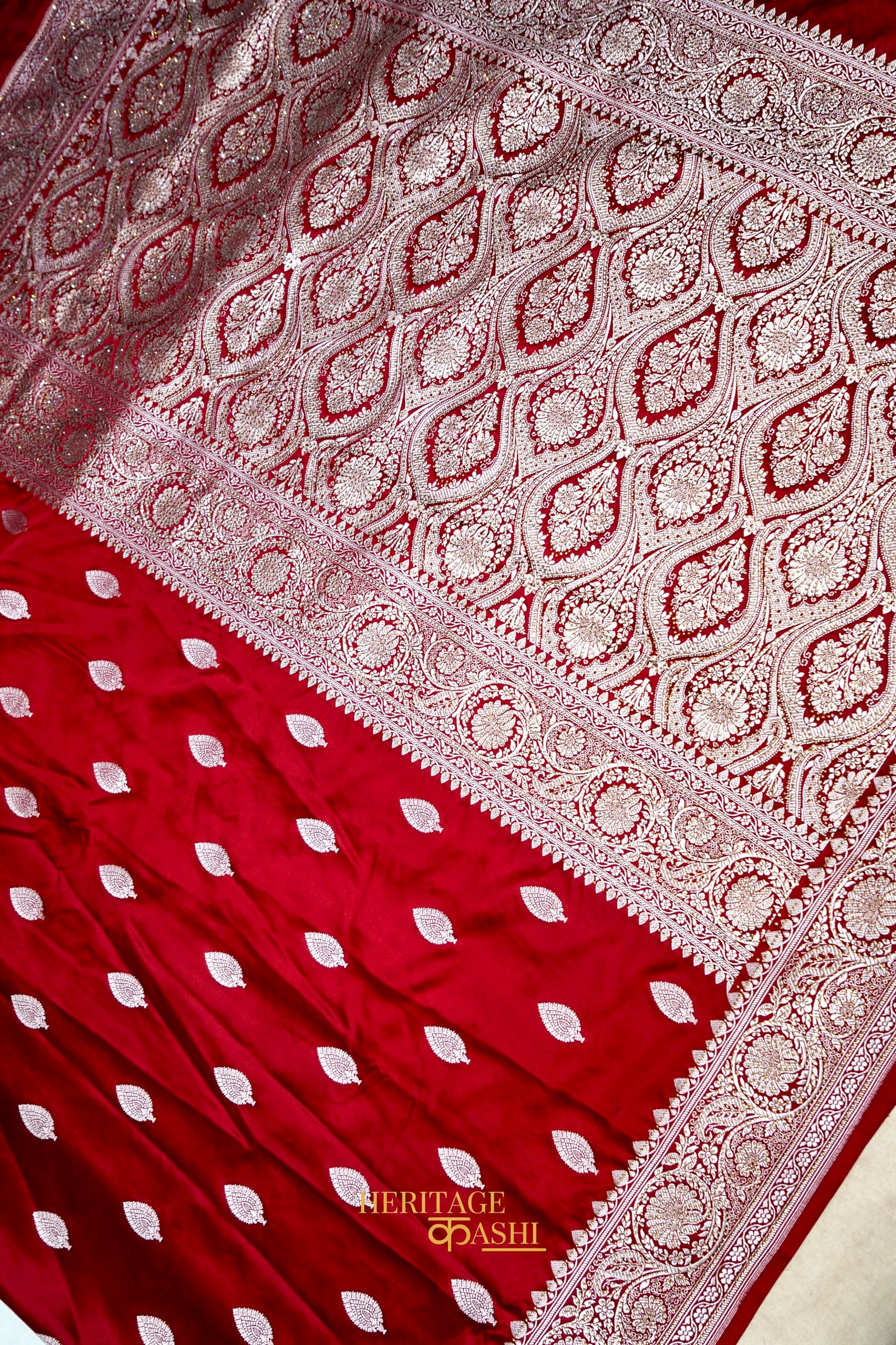 Deep Maroon Swarovski Stone Work Mashru Banarasi Silk Saree