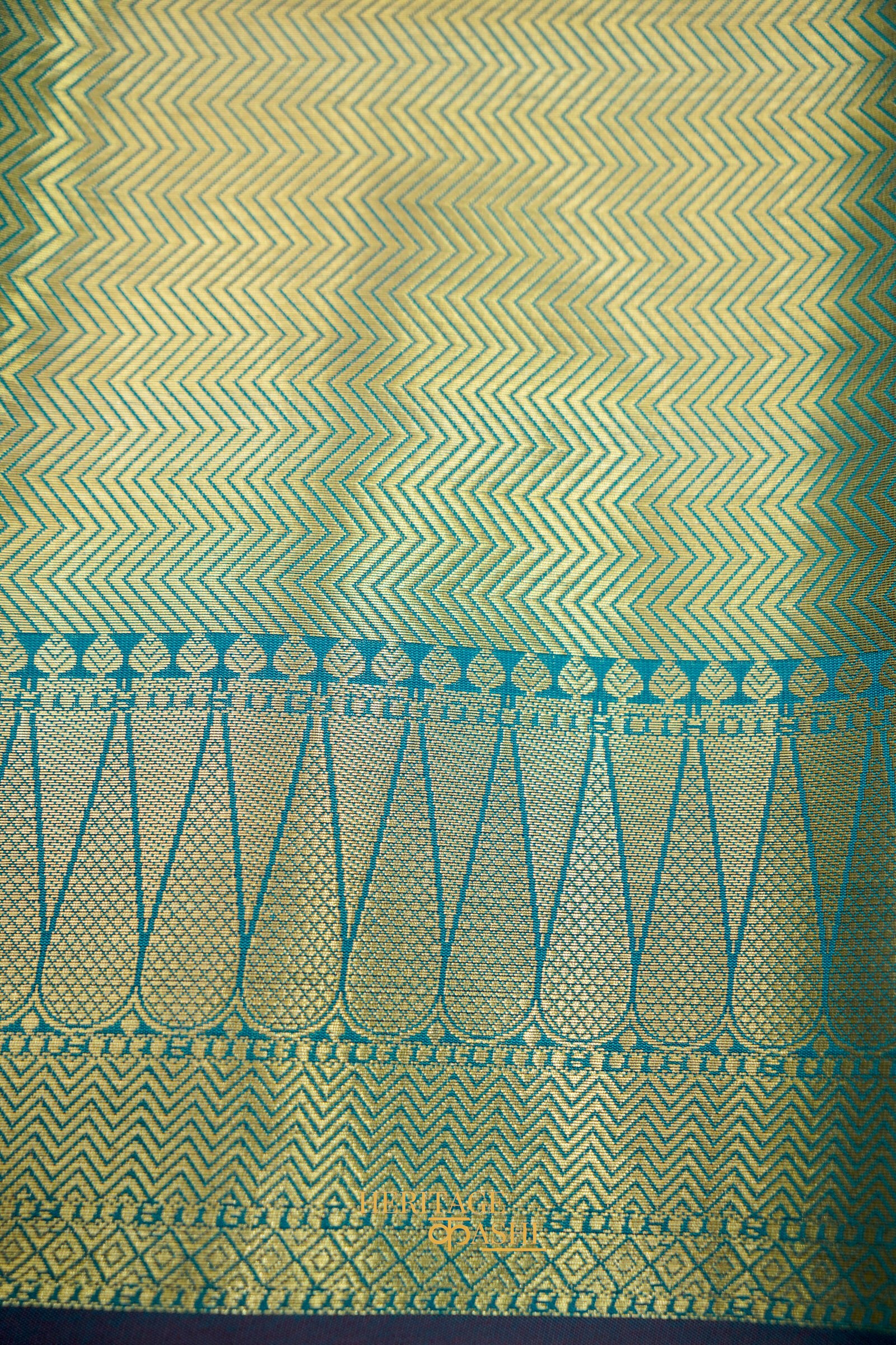Turquoise Blue Katan Banarasi Silk Saree with Rich Paisley Zari Border