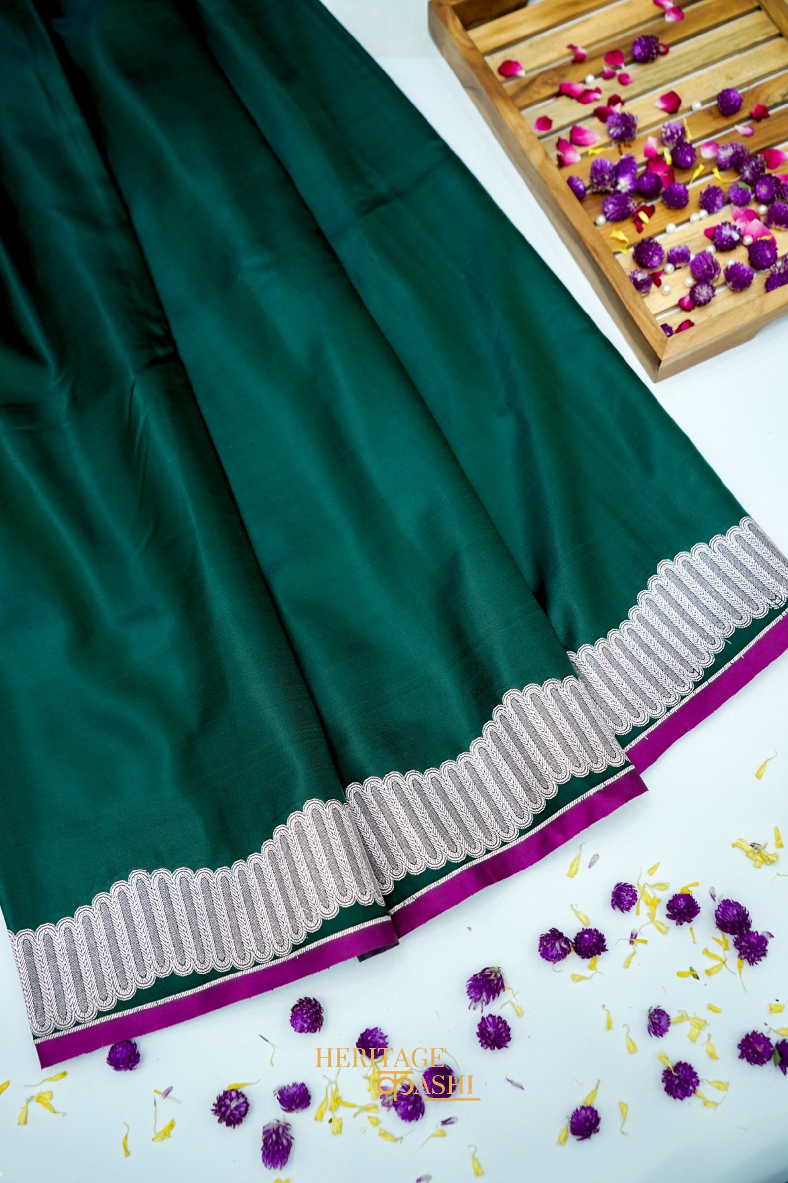 Emerald Green Soft Katan Designer Border Silk Saree