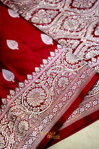 Deep Maroon Swarovski Stone Work Mashru Banarasi Silk Saree