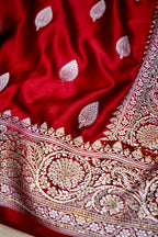 Deep Maroon Swarovski Stone Work Mashru Banarasi Silk Saree