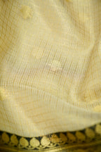 Ivory Tissue Kota Zari Buti Banarasi Silk Saree with Black Zari Border