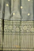 Ivory Tissue Kota Zari Buti Banarasi Silk Saree with Black Zari Border