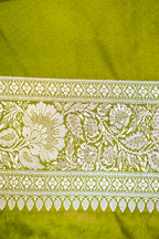 Olive Green Swarovski Stone Work Mashru Banarasi Silk Saree