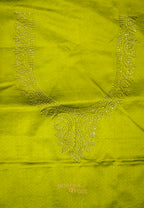 Olive Green Swarovski Stone Work Mashru Banarasi Silk Saree