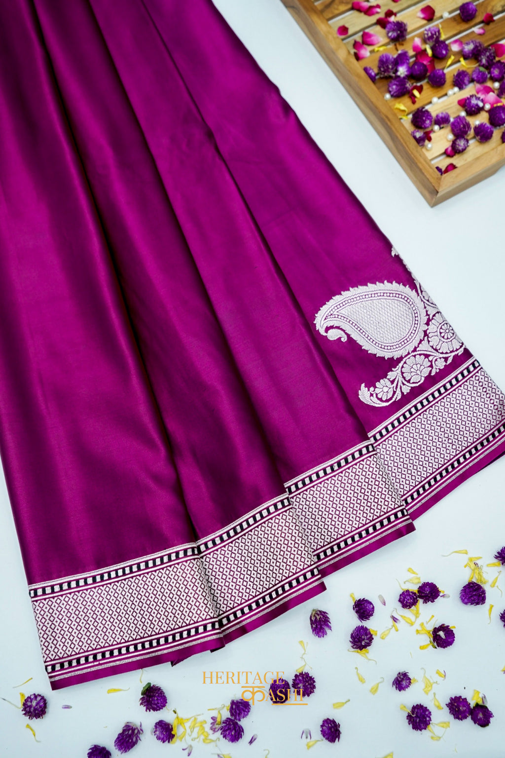 Premium Magenta Katan Traditional Koniya Border Silk Saree