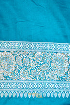 Aqua Blue Swarovski Stone Work Mashru Banarasi Silk Saree