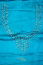 Aqua Blue Swarovski Stone Work Mashru Banarasi Silk Saree
