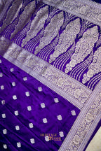 Royal Purple Swarovski Stone Work Mashru Banarasi Silk Saree
