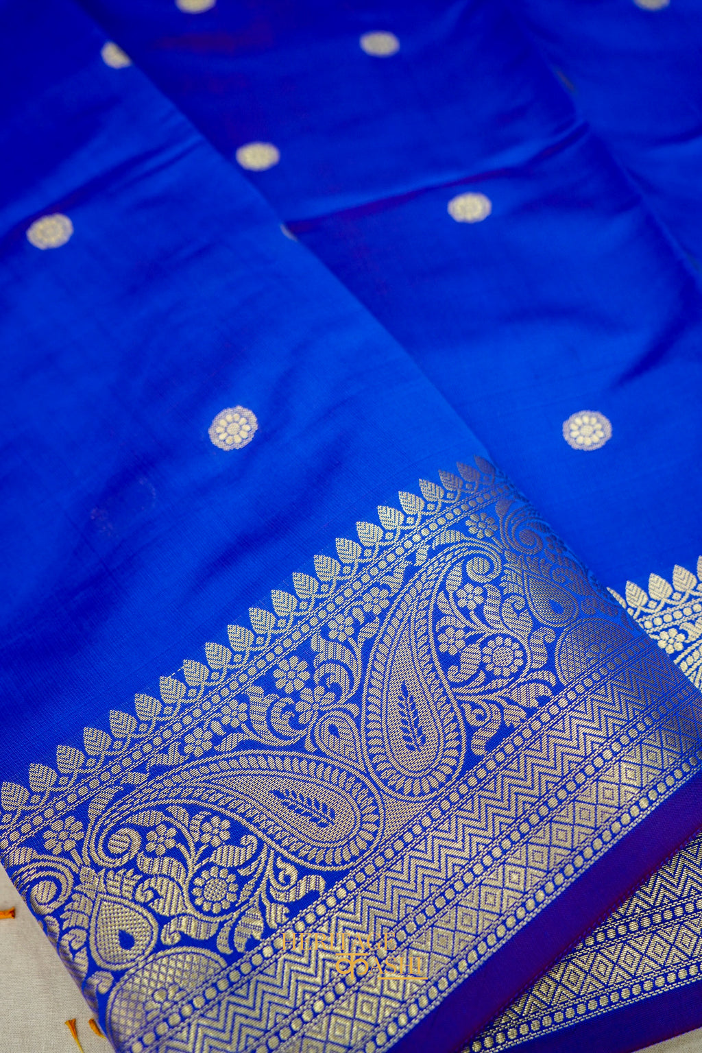 Blue Katan Banarasi Silk Saree with Rich Paisley Zari Border